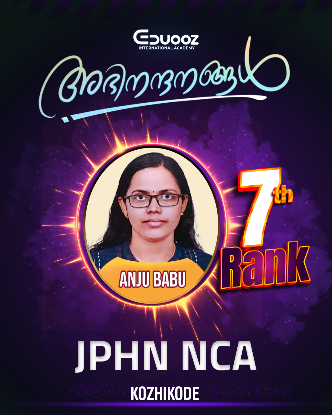 Rank holder portrait: 7 Anju Babu  jphn NCA 00.jpg